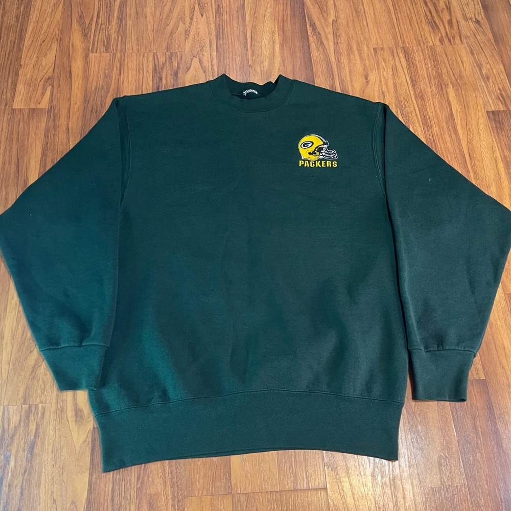 Green Bay Packers Sweatshirt Mens XL Vintage Embroidered Logo Green Crewneck NFL